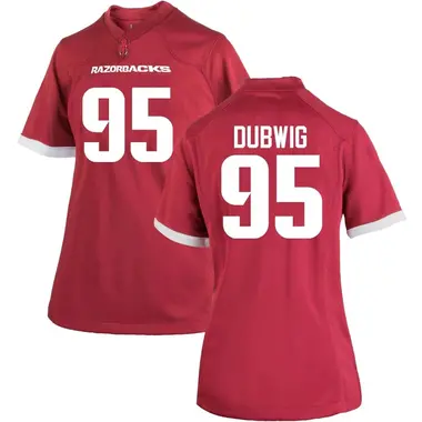 Sam Dubwig Women's Arkansas Razorbacks Cardinal Football College Jersey - Game